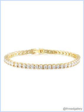 14K Gold Plated 3MM Cubic Zirconia Tennis Bracelet Small Wrist 6-8 inches